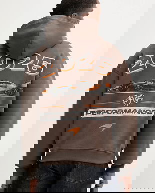 Hollister Co. bluză culoarea maro, cu glugă, cu imprimeu, KI322-5403-420