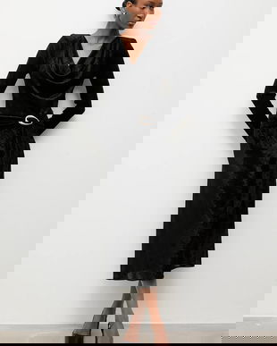 Answear.LAB rochie culoarea negru, midi, evazati