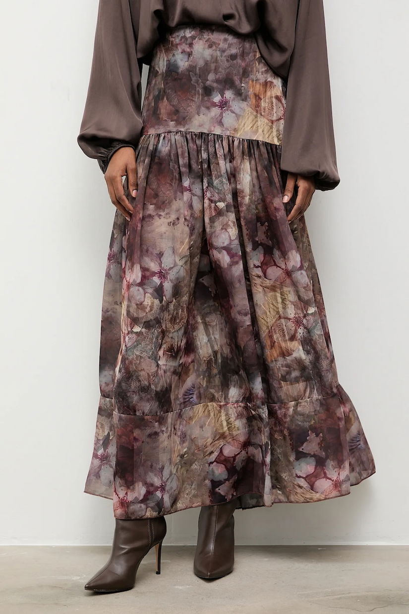 Answear.LAB fusta culoarea gri, maxi, evazati