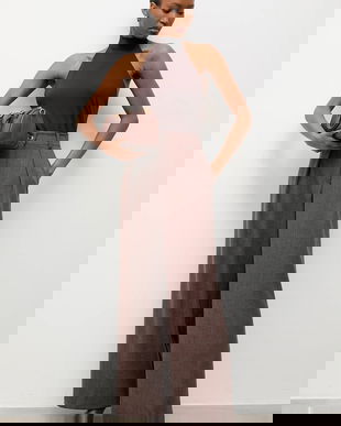 Answear.LAB pantaloni culoarea maro, drept, high waist