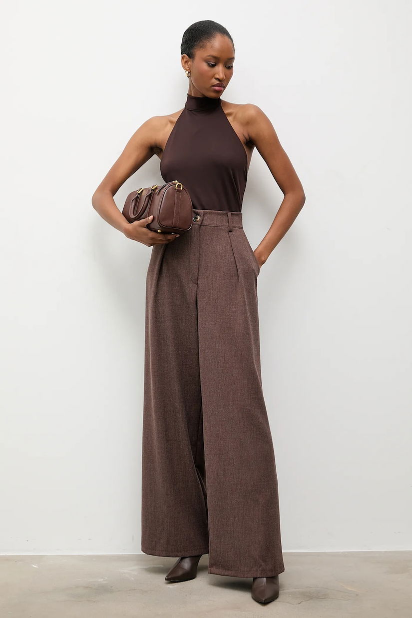 Answear.LAB pantaloni culoarea maro, drept, high waist