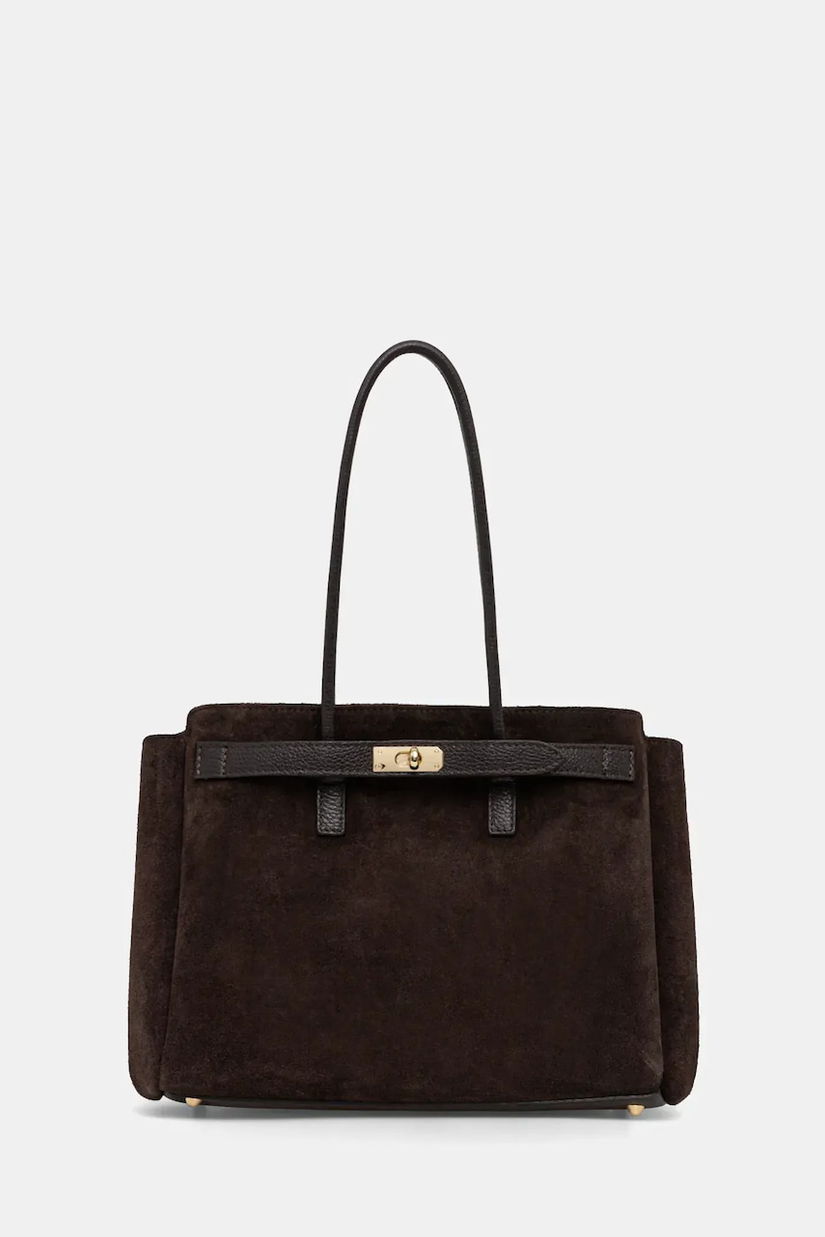 Answear.LAB geanta de mana din piele intoarsa culoarea maro