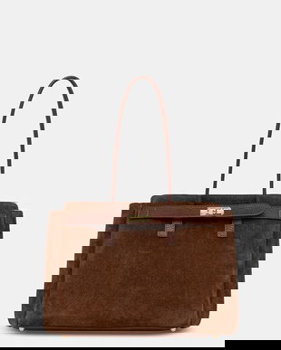 Answear.LAB geanta de mana din piele intoarsa culoarea maro