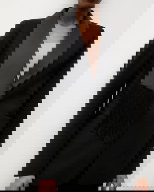 Answear.LAB sacou culoarea negru, un singur rand de nasturi, neted