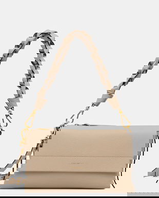 Coccinelle poșetă de piele BOHEME GRANA DOUBLE culoarea bej, E1.M50.12.01.01