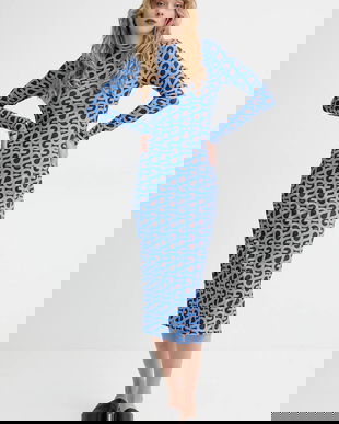 Stine Goya rochie culoarea violet, midi, mulată, SG-SS25-D074-2244