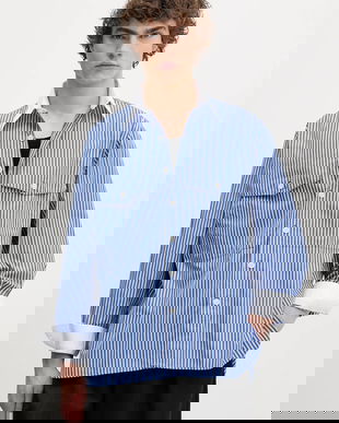 Sunflower camasa din bumbac barbati, culoarea albastru marin, cu guler clasic, relaxed, 1228