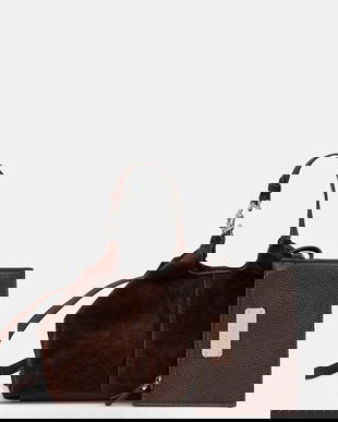 Coccinelle geantă de mână din piele întoarsă culoarea maro, E1.THE.58.01.01