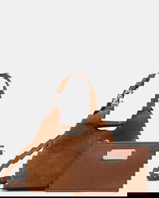 Coccinelle geantă de mână din piele întoarsă culoarea maro, E1.THE.58.01.01