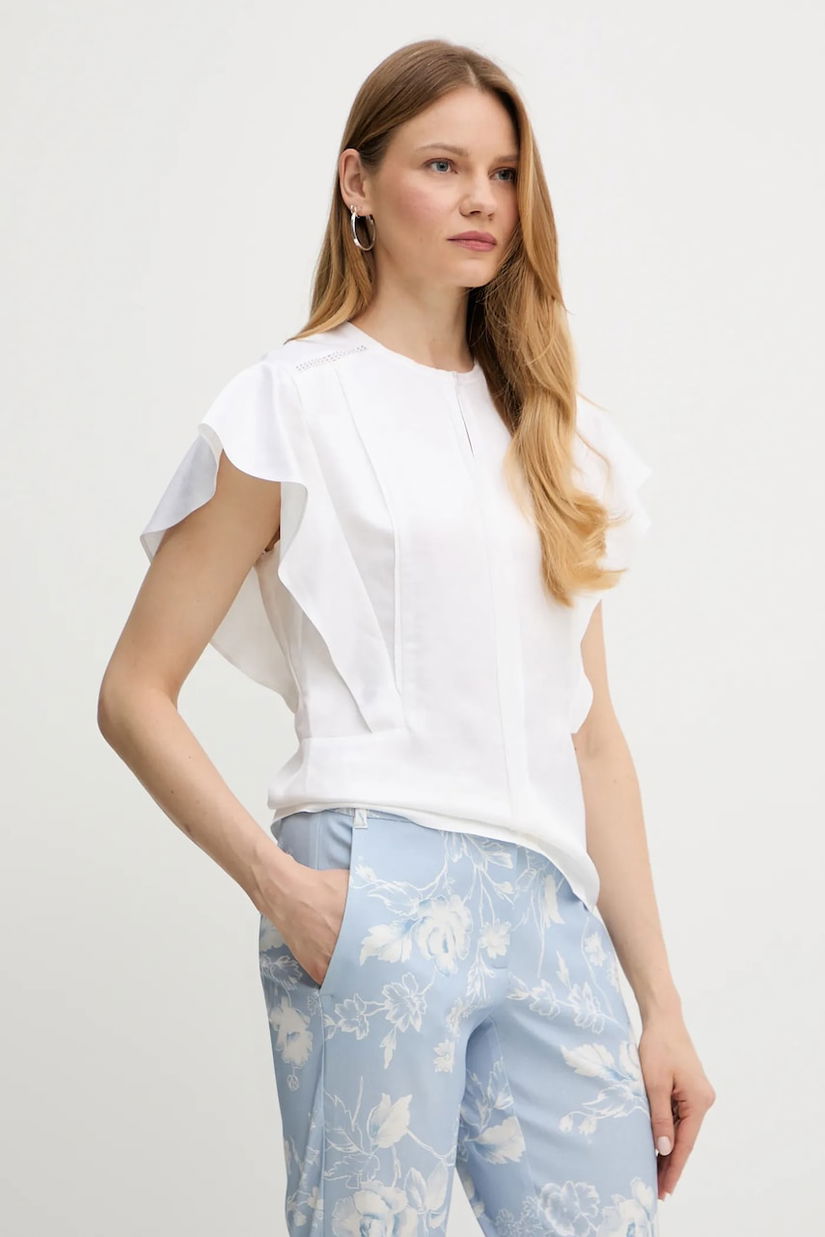 BOSS bluză culoarea bej, neted, 50540635