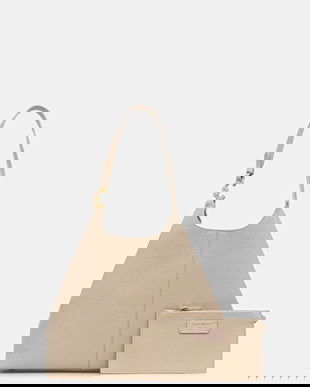 Coccinelle poșetă de piele culoarea bej, E1 SHA 11 01 01