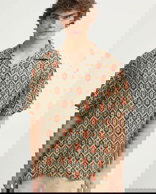 Drôle de Monsieur cămașă La Chemise Ornements bărbați, culoarea bleumarin, relaxed, F-SH198-VI015-NY