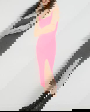 Abercrombie & Fitch rochie culoarea roz, midi, mulată