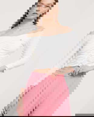 Tommy Jeans bluză culoarea bej, uni DW0DW17892