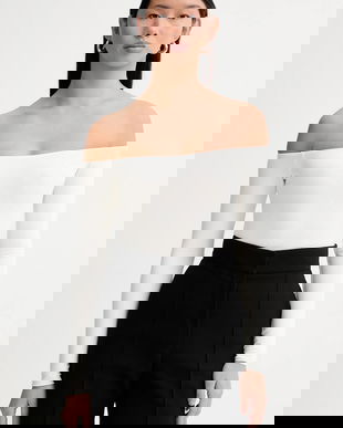 Saint Body body OFF SHOULDR BODYSUIT culoarea negru, neted, SB.318