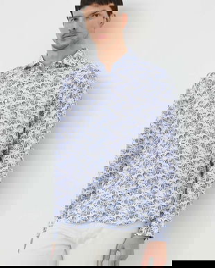 Joop! camasa de in culoarea albastru marin, cu guler italian, slim