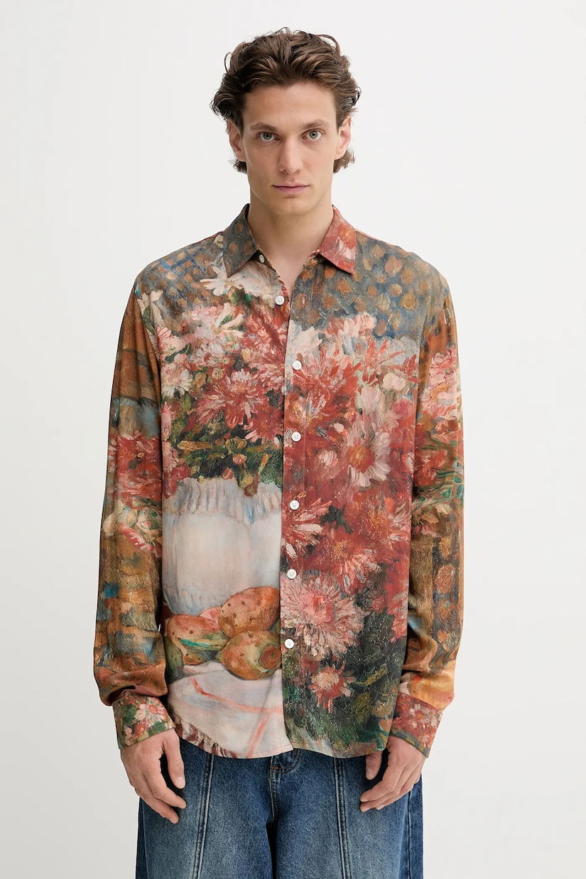 Desigual cămașă MILO culoarea maro, cu guler clasic, regular, 25WMCW18