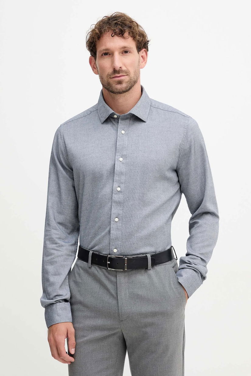 Barbour cămașă din bumbac ELMFIELD culoarea bleumarin, cu guler italian, slim, MSH5682