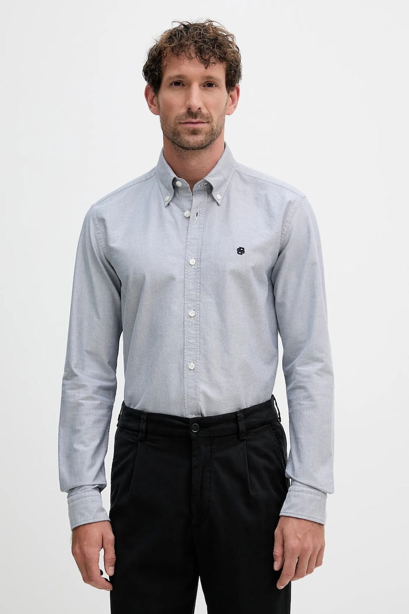 BOSS cămașă din bumbac culoarea bleumarin, slim, 50544951