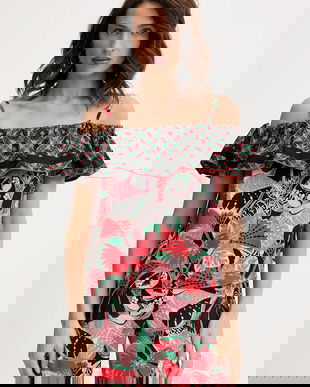 Morgan top culoarea negru, cu imprimeu, OJOY.F