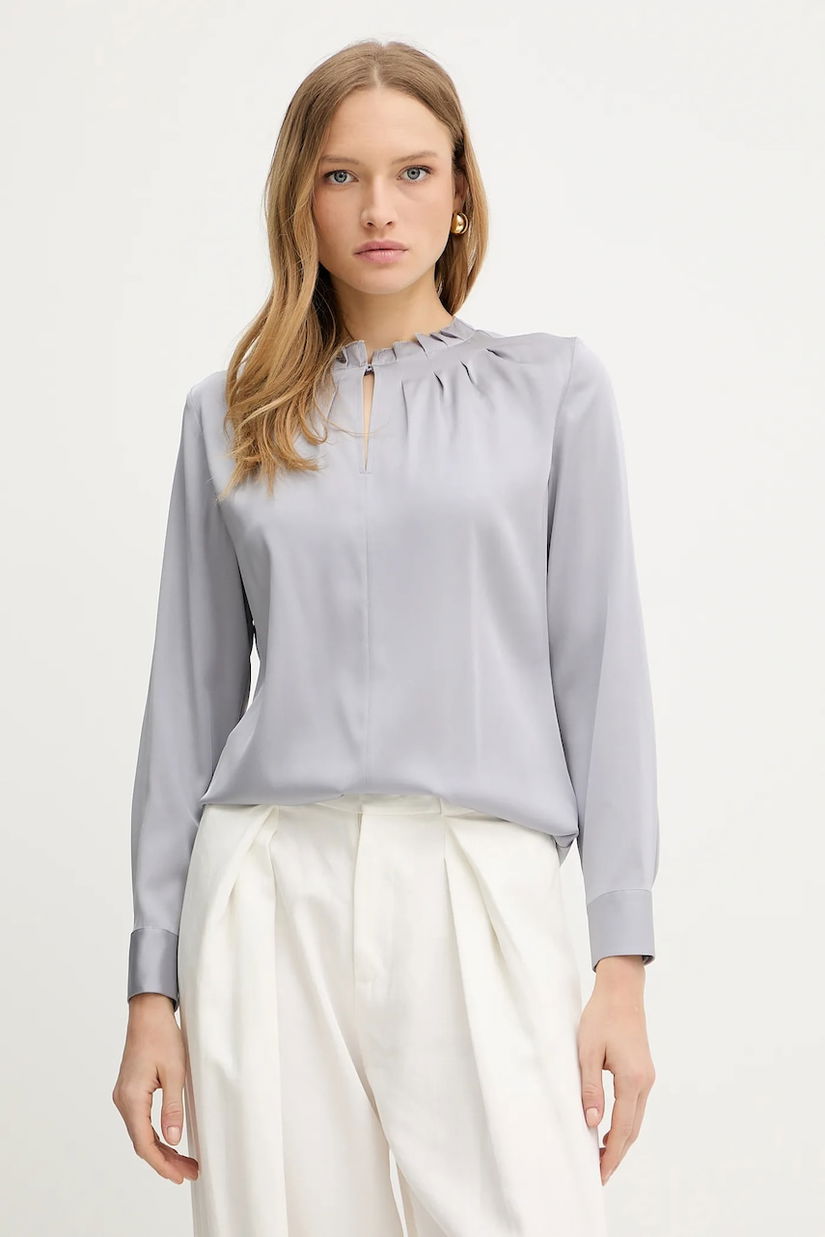 BOSS bluză din mătase Banorah1 culoarea violet, uni, 50548224