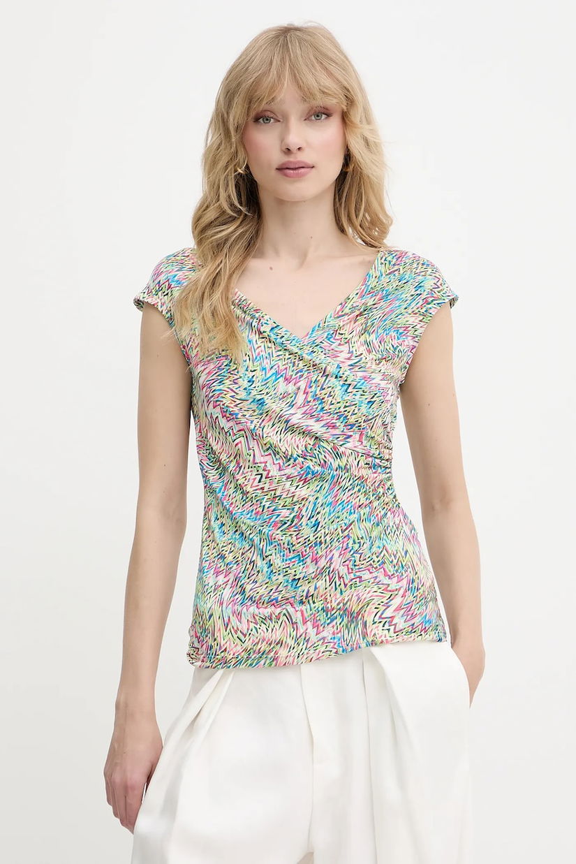 Morgan bluză culoarea verde, cu imprimeu, DPOPPA