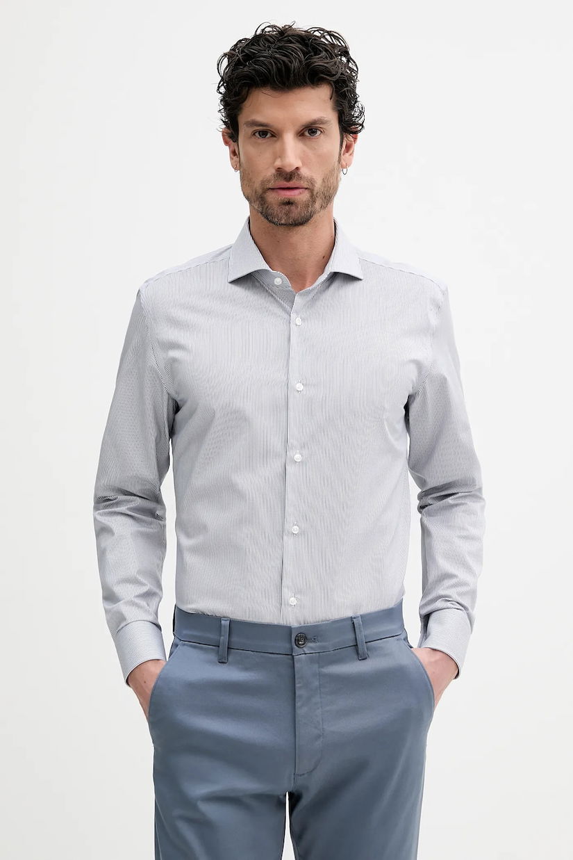 BOSS cămașă din bumbac culoarea albastru marin, cu guler clasic, slim, 50545826