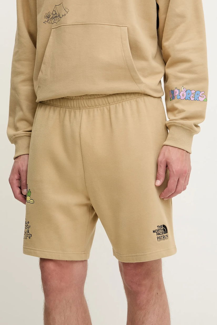 The North Face pantaloni scurți din bumbac Mountain Cleanup culoarea verde, NF0A8C2XLK51