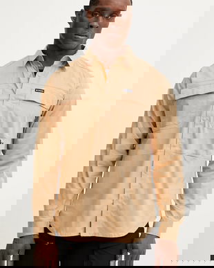 Columbia camasa Landroamer Twill barbati, culoarea maro, cu guler clasic, regular, 2120581