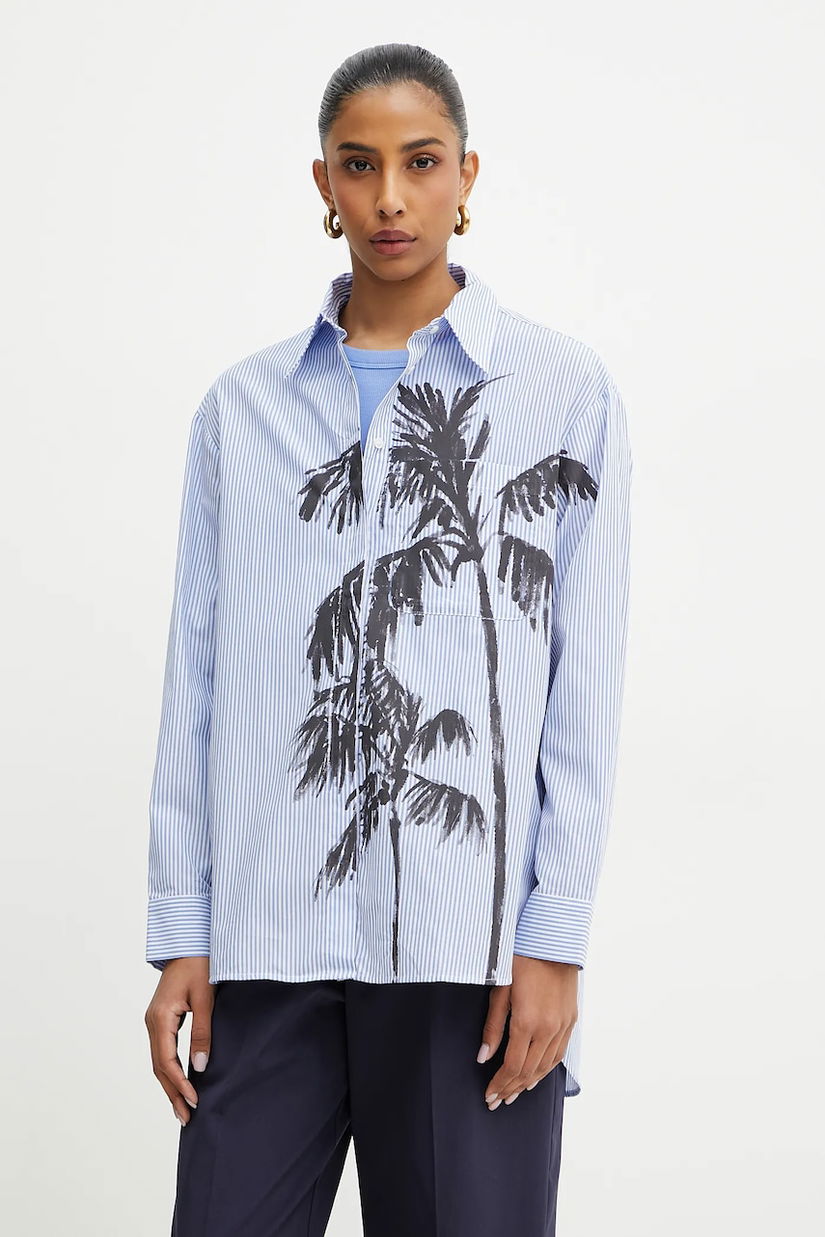 MAX&Co. cămașă din bumbac femei, culoarea alb, cu guler clasic, relaxed, 2516111073200