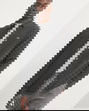 Tommy Jeans cămașă din denim bărbați, culoarea violet, cu guler clasic, regular, DM0DM21103