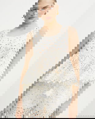 ERMANNO Firenze top din bumbac femei, culoarea alb, cu imprimeu, 56TL001EN3