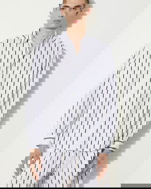 MKI MIYUKI ZOKU camasa din bumbac Striped Dress Shirt barbati, culoarea negru, cu guler clasic, regular, STRIPED.DRESS.SHIRT