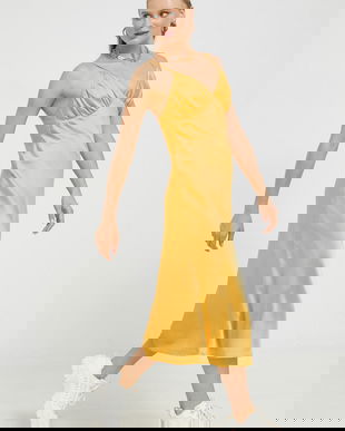 Abercrombie & Fitch rochie culoarea portocaliu, midi, dreaptă