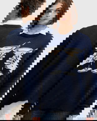 Kaotiko pulover de bumbac culoarea bleumarin, AR015-01-E002