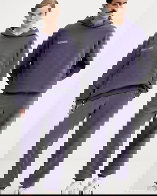 Pangaia pantaloni de trening din bumbac culoarea violet, uni, 10000295