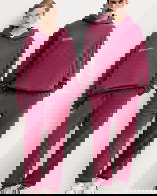 Pangaia pantaloni de trening din bumbac culoarea bordo, uni, 10000295