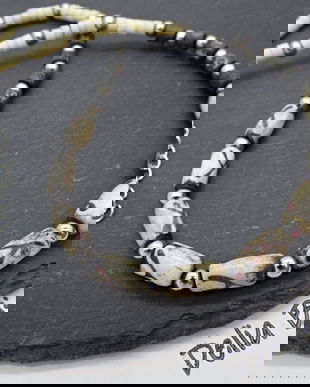 Colier handmade cu mărgele din os stil tribal / etnic (cod1346)
