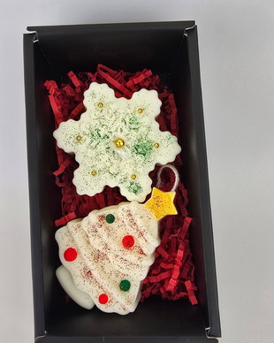 Pachet de Sărbători Handmade  Fulg de Nea & Brăduț Pictate Manual