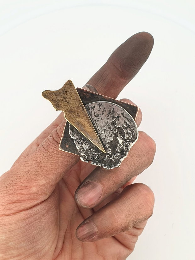 Inel argint, cupru și alamă "The Self Unconscious of Its Perfection" - Bijuterie contemporană de autorImperfection Bijuterie contemporană de autor