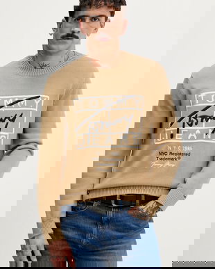 Tommy Jeans pulover de bumbac culoarea maro, DM0DM22401