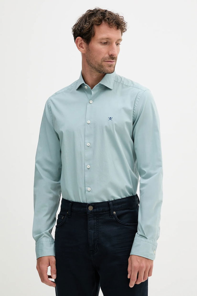 Hackett London cămașă culoarea gri, cu guler italian, slim, HM3010359