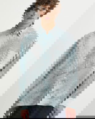 IRO cămașă din amestec de in culoarea gri, cu guler clasic, relaxed, MP18NARCISSE