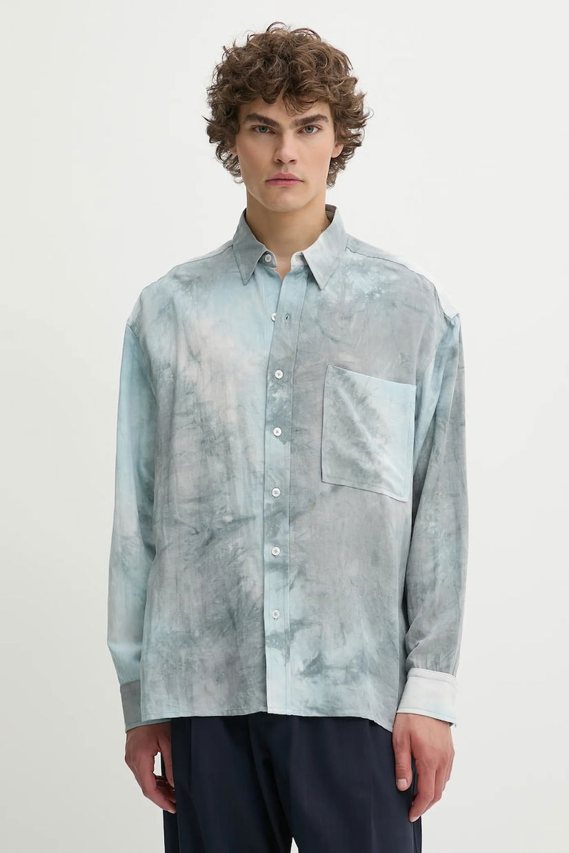 IRO cămașă din amestec de in culoarea gri, cu guler clasic, relaxed, MP18NARCISSE