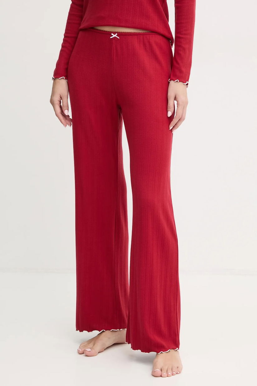 Abercrombie & Fitch pantaloni de pijama femei, culoarea bordo, KI146-4085