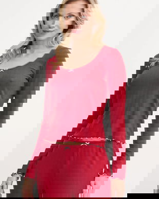 Abercrombie & Fitch longsleeve de pijama culoarea bordo, KI146-4045