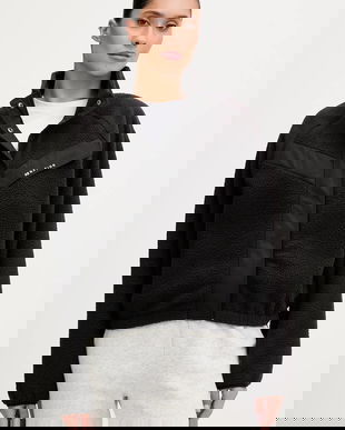 P.E Nation hanorac fleece Shelter Sherpa culoarea negru, uni, 251J095