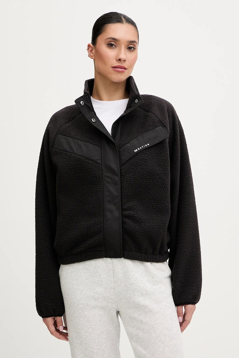 P.E Nation hanorac fleece Shelter Sherpa culoarea negru, uni, 251J095