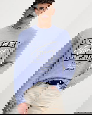 Tommy Jeans pulover de bumbac culoarea violet, DM0DM22401