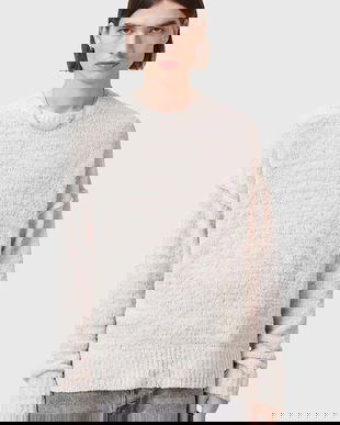 AllSaints pulover de lana CHILLION barbati, culoarea alb, M028KC